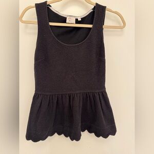 Anthropologie black peplum open-back top